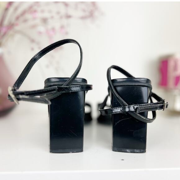 Enzo Angiolini Calathea Patent Leather Ankle Strap Block Heel Sandals Black 8 M - Picture 6 of 14